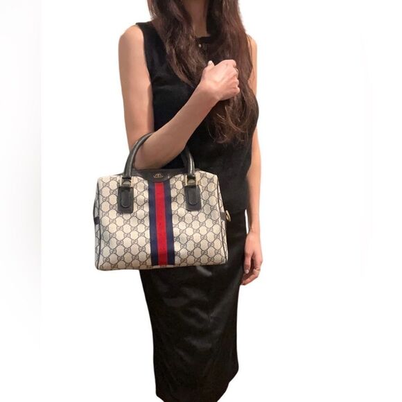 Gucci vintage small GG Boston bag web accent - Picture 1 of 15